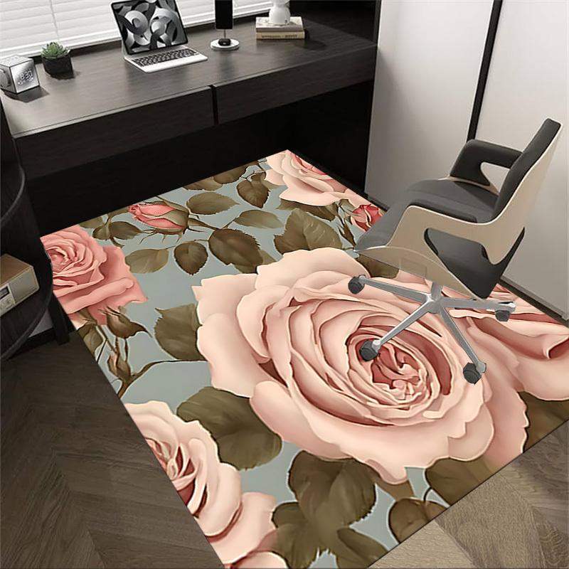 

1PC Rose Pattern Carpet Ultra Soft, Thick & Absorbent, Non Slip Machine Washable Mat for Entryway 60cm by 90cm
