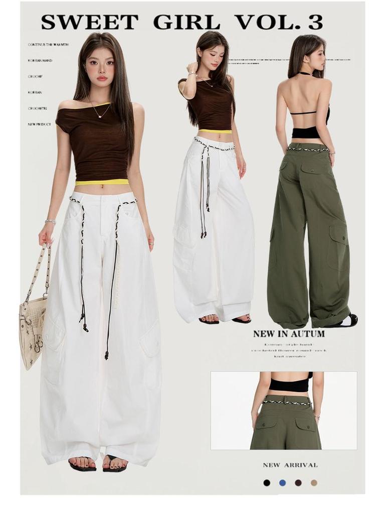 Damen High-Waist Vintage Weitbeinige Hosen - Lockere Passform, Lässiger Herbststil