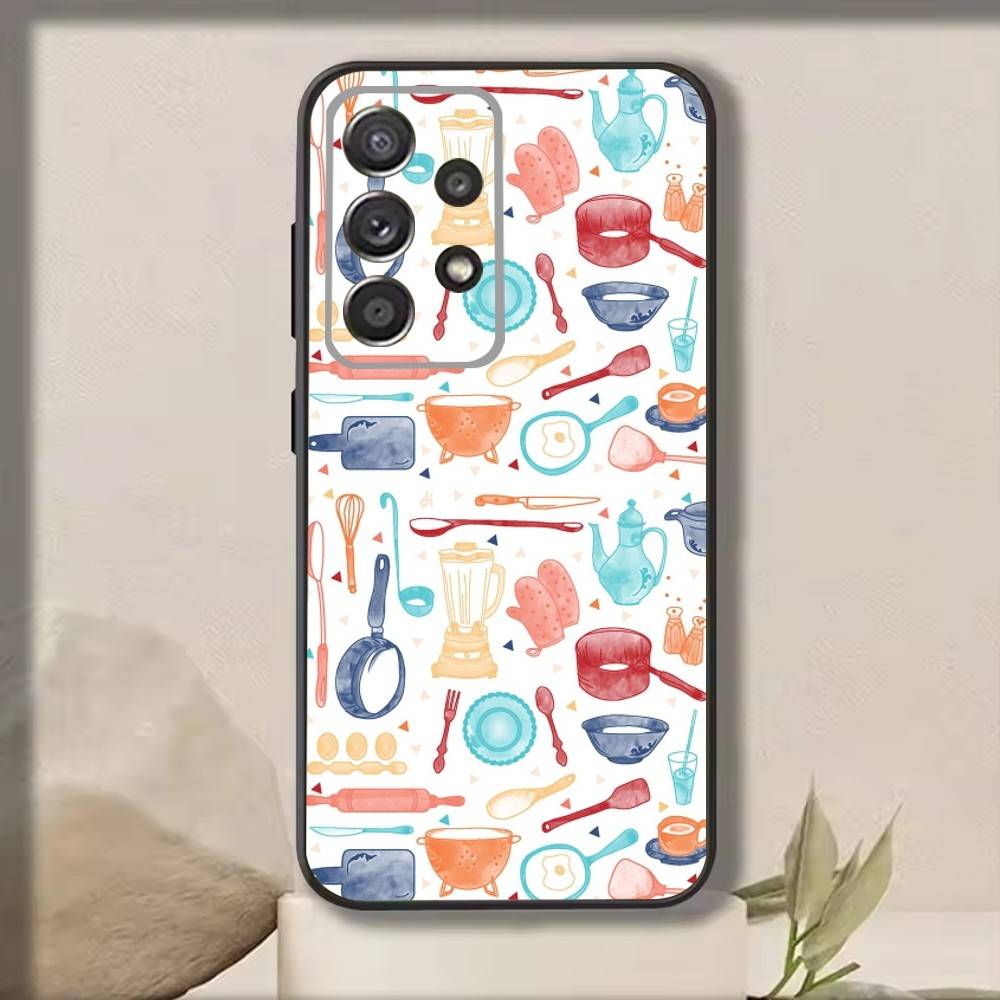 

C-Cooking Utensils Chef Kitchen Phone Case For Samsung S25,S24,S21,S22,S23,S30,Ultra,S20,Plus,Fe,Note,10,9,5G Black Cover Samsung S22ULTRA5G