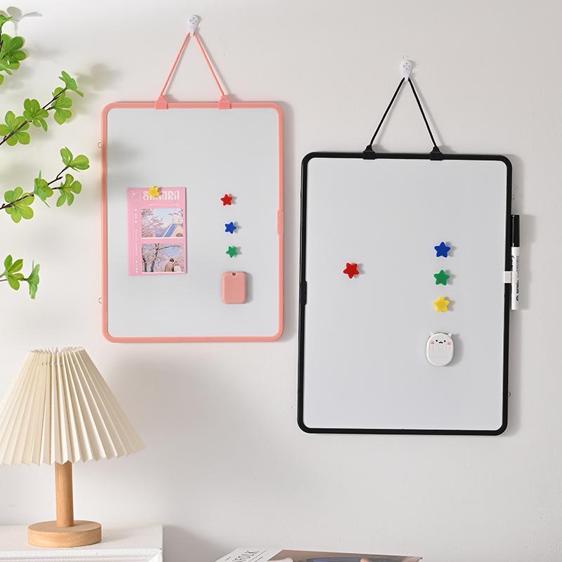 Lavagna bianca con cordino magnetico bifacciale da scrivania: Lavagna portatile per disegni e promemoria per bambini.