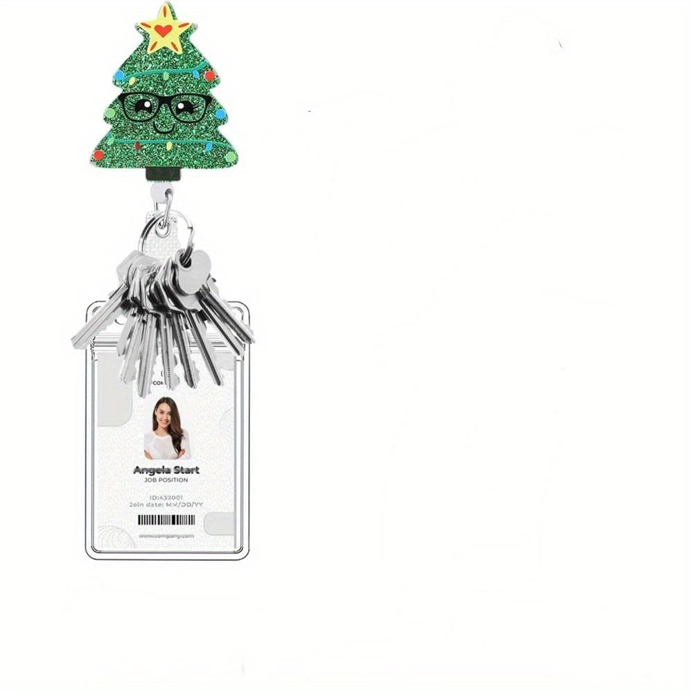 3 Christmas Badge Reels: reindeer, snowman & tree designs. Nurse ID card clips.