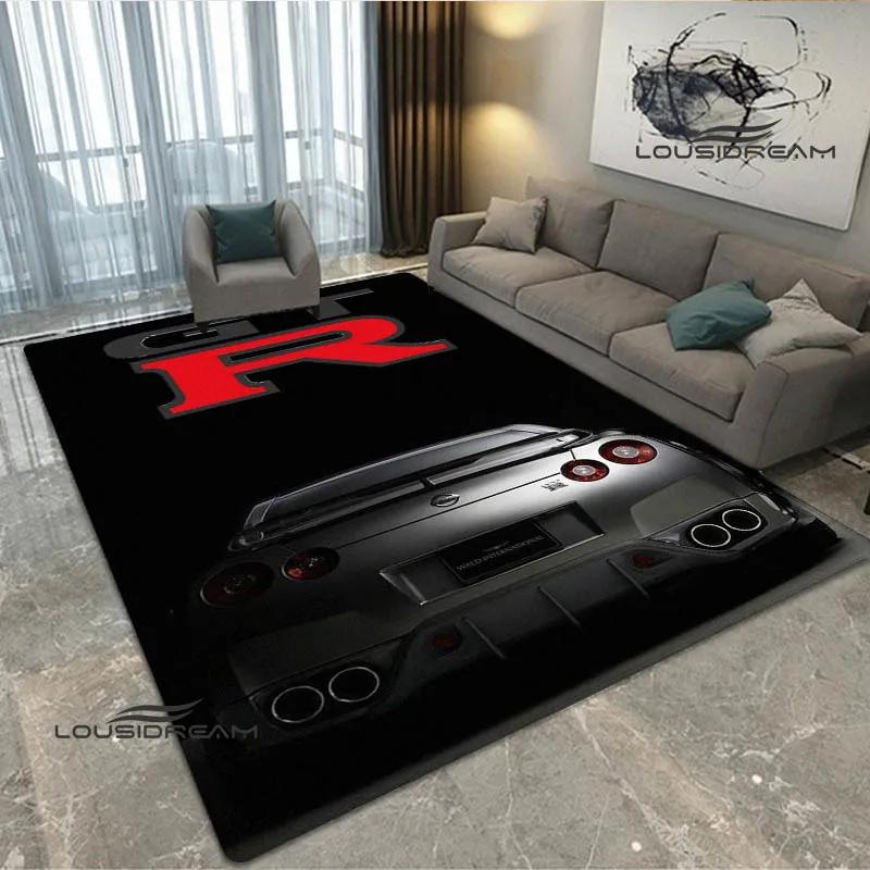 JDMs GTR Flag Car Pattern Carpet Decoration Room Home Outdoor Decor Racing Rug Non Slip Washable Game Style Floor Mat