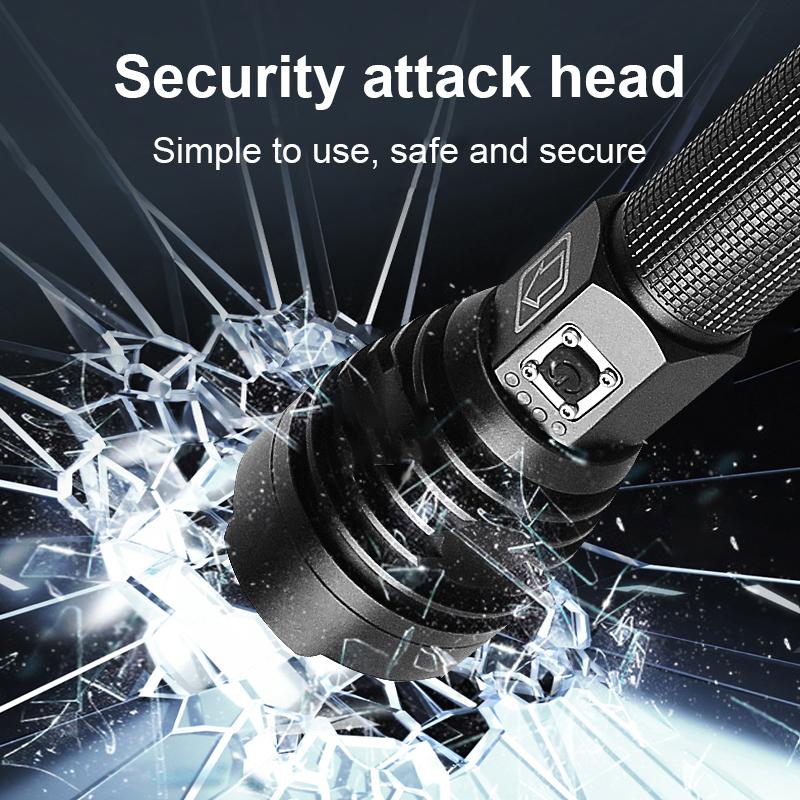 100000LM Flashlight XHP360 Torch Self-protection Lantern Zoomable Lamp Waterproof Flash Light Long Straps Portable Torch Light