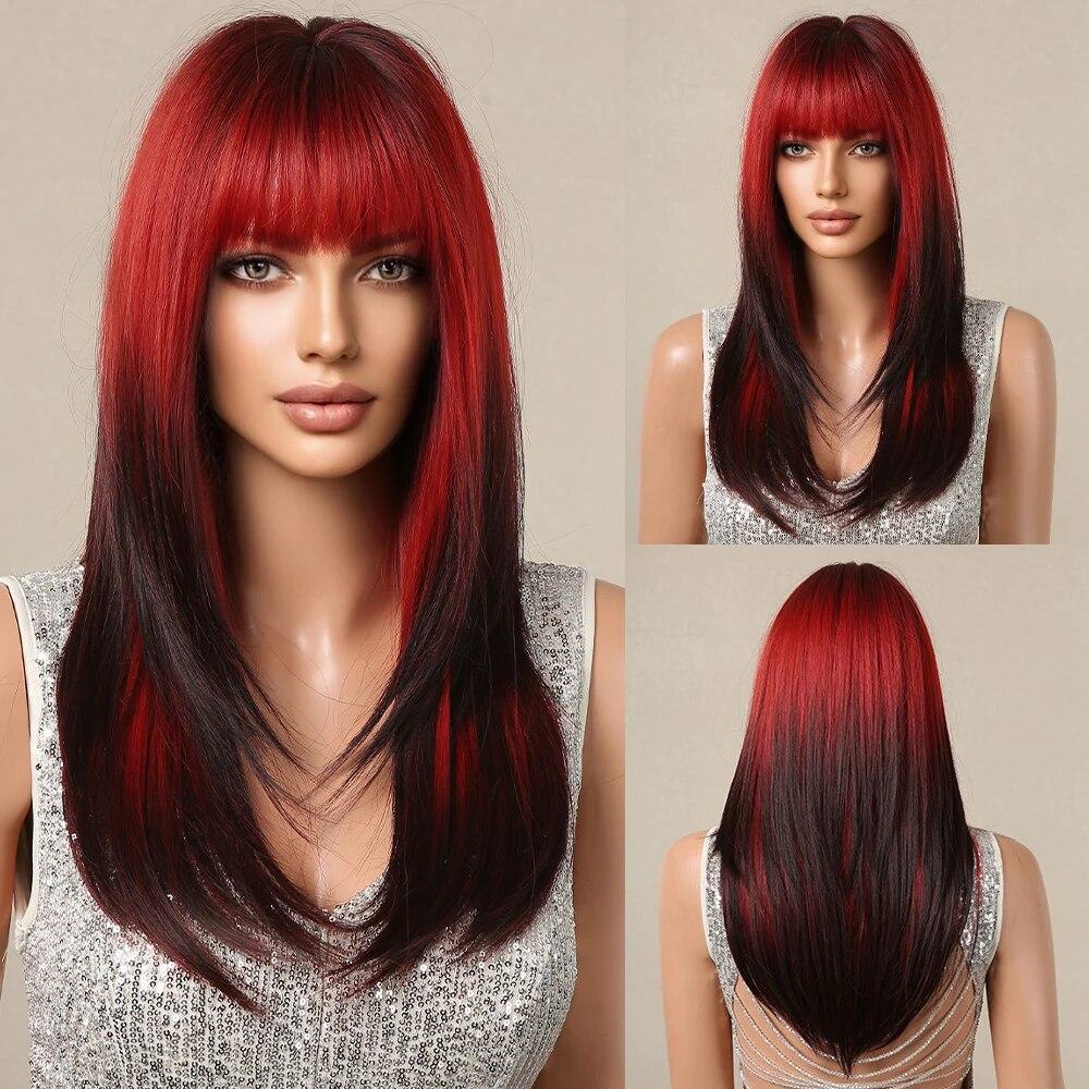 Dark brown online to red ombre