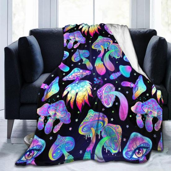 Mushroom Blanket Machine Washable Soft Flannel Blanket Warm Cozy Throw Blanket for Kids Adults Farmhouse Bed Sofa Couch