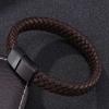 Punk Men Bracelet Bangles Black Brown Leather Bracelet Male Stainless Steel Clasp Fashion Wristband Gift