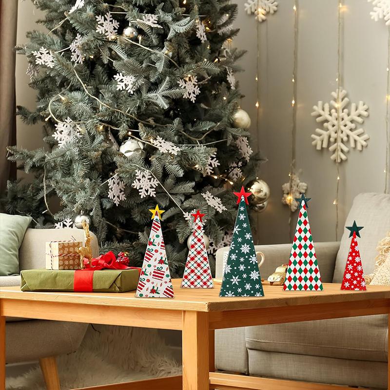 1 Sada Stolní Rustikální Dřevěná Ručně Vyráběná Ozdoba Dekorativní Strom Odolná Vánoční Slavnostní Řemeslo Kreativní