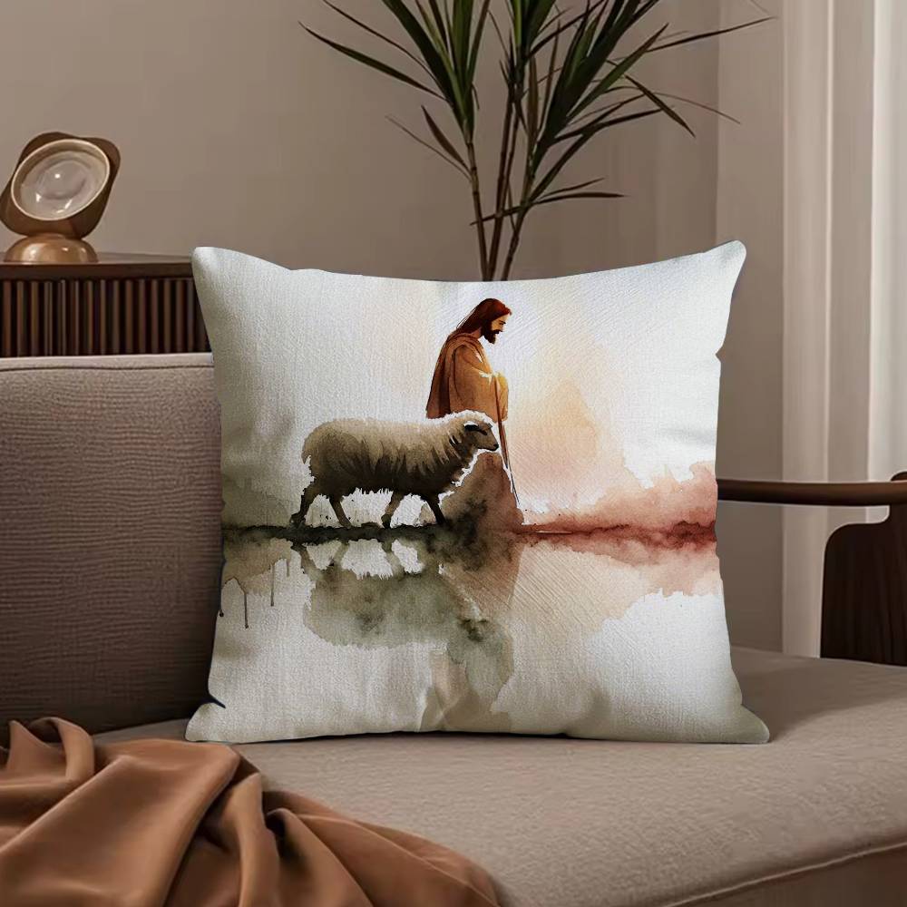 Anime J-Jesus Pillow Case Anti-dustmite Pillowcase Invisible zipper silky short plush Sofa cushion cover