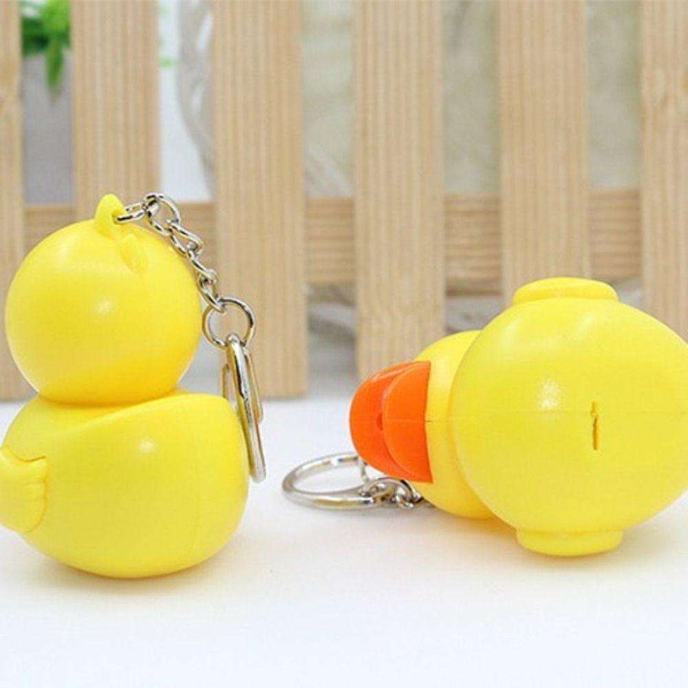 Cartoon Sound Light Keychain Animal Shape LED Duck Keyring Yellow Duck Keychain  Girl Boy Lover