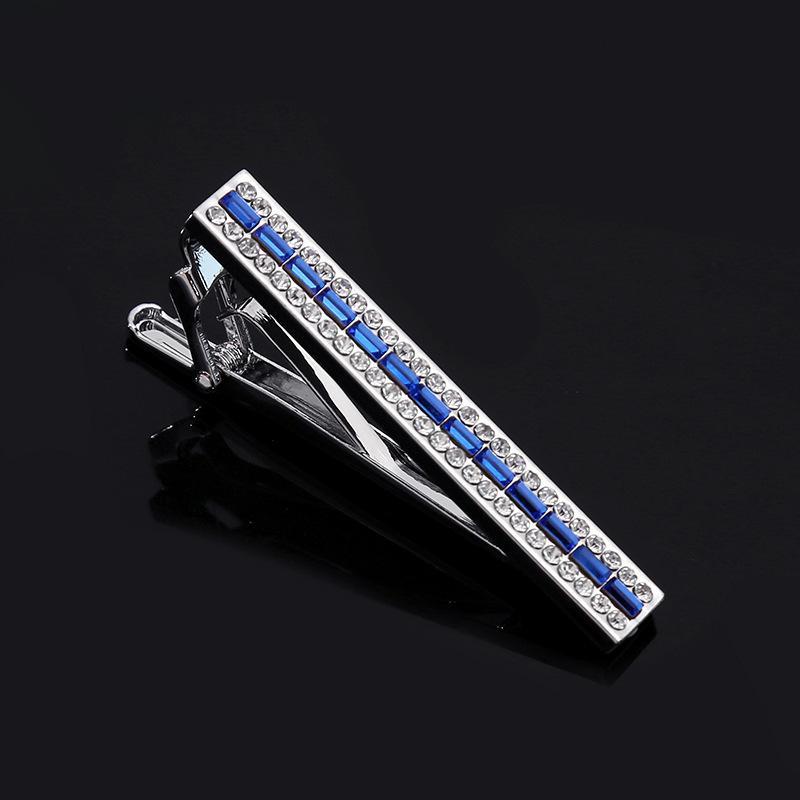 Classic Shiny Strip Zircon Tie Clip Cufflink Set Premium Alloy Fashion Retro for Groomsmen Anniversary Gifts