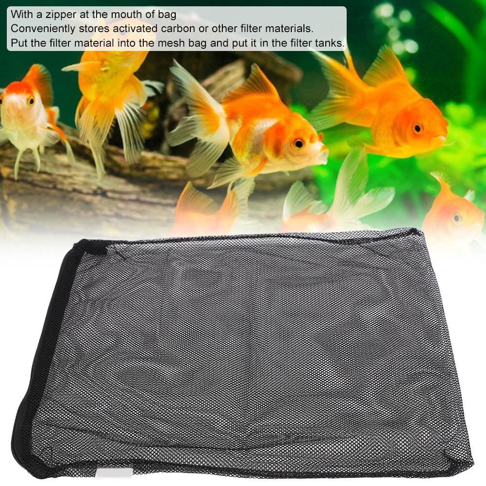 10Pcs Aquarium Fish Tanks Reusable Polyester Filter Mesh Bag with Zipper Isolation BagsBlack