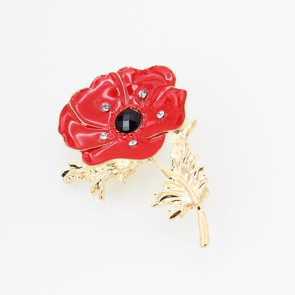 European-American Style Maple Leaf Rhinestone Flower Brooch Corsage