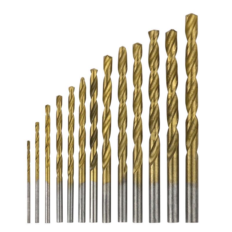 Premium 13-teiliges Titanbeschichtetes HSS-Spiralbohrer-Set (1,5 mm bis 6,5 mm) mit Rundschaft für Rotationswerkzeuge