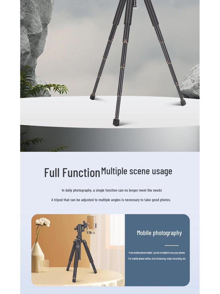 Lightweight Era Q330P Travel Selfie Tripod: Portable Camera Tripod for DSLR/Mirrorless Photography and Videography.