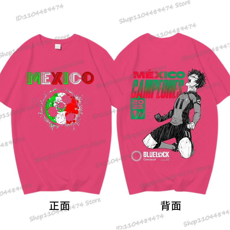 Anime Blue Lock T-shirt Harajuku Yoichi Isagi Fans Gifts Shirt Cotton Fashion Soccer Lover Tees Blue Lock Go Mexico Trend Tshirt
