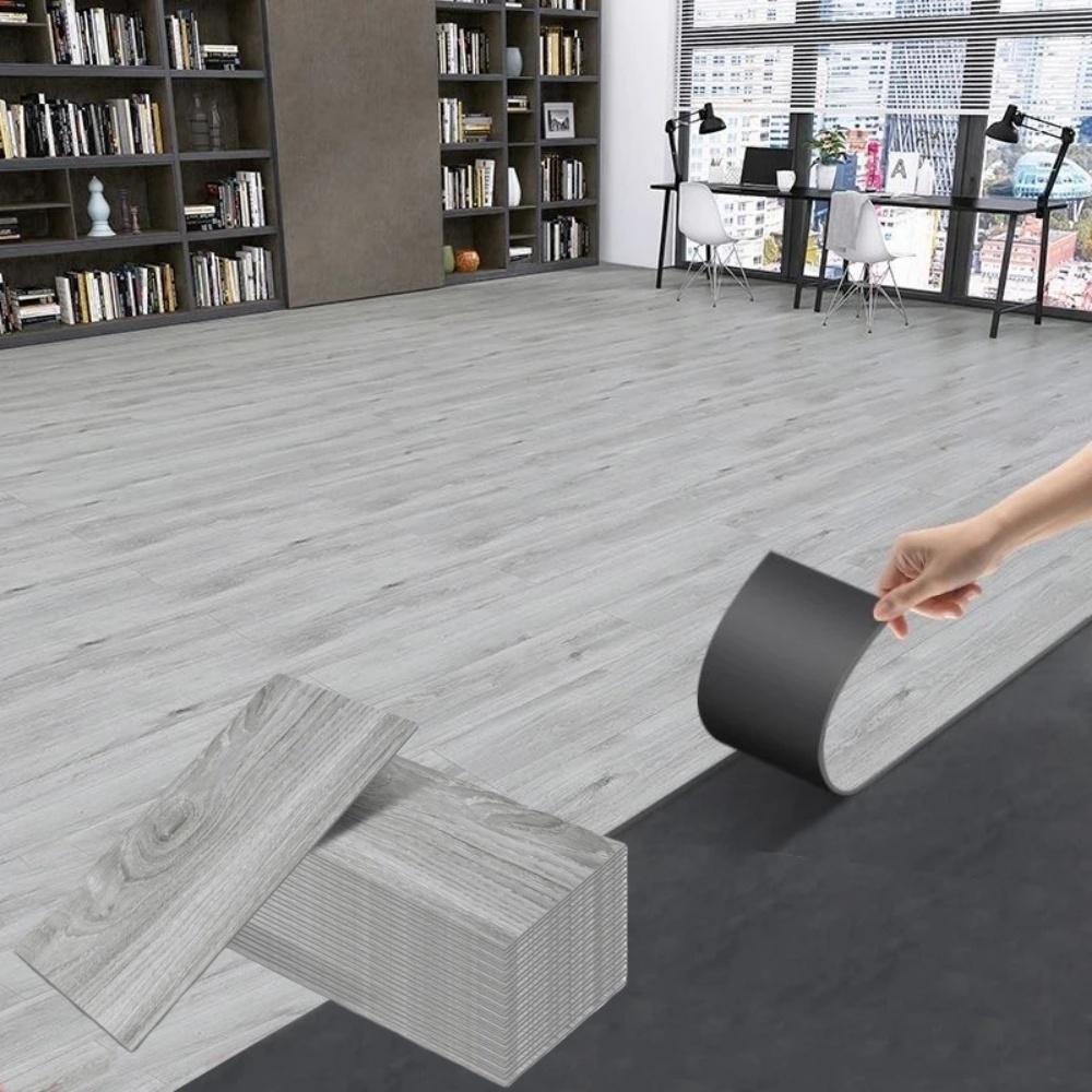 10pcs 40cmx15cm PVC Floor Stickers Self-adhesive Waterproof Thickened Wood Grain Floor Living Room DIY