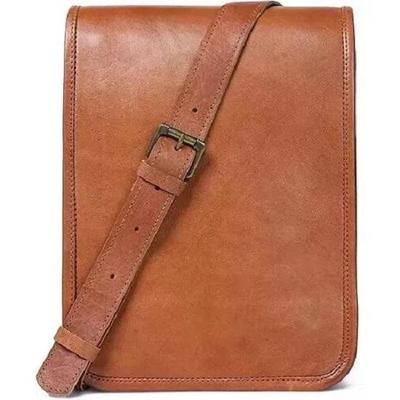 Pure Refined Bag Goat Leather Men's Vintage New Brown Shoulder Best Quality Leather Brown Bag
