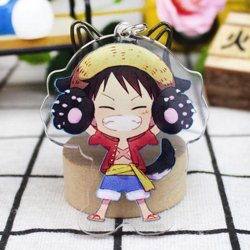One Piece Keychain Pendant Anime Luffy Dragon Navigation King Surrounding Double Sided HD Bag Pendant Gift