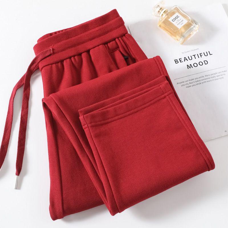 Spring & Fall Elastic Waist Zipper Casual Cotton Sports Pants