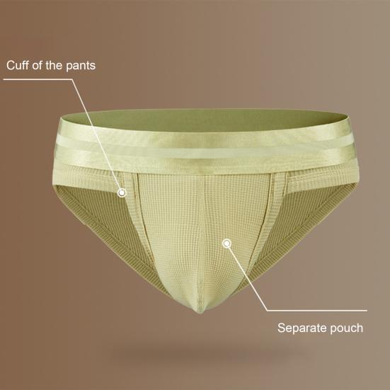 Men Briefs Mid-rise Elastic Waistband Solid Color U-Convex Panties High Elasticity Soft Breathable Slim Fit Underwear