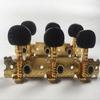 Gold Plated 3+3 Long Position Acoustic Guitar Tuning Pegs with Black Plastic Heads