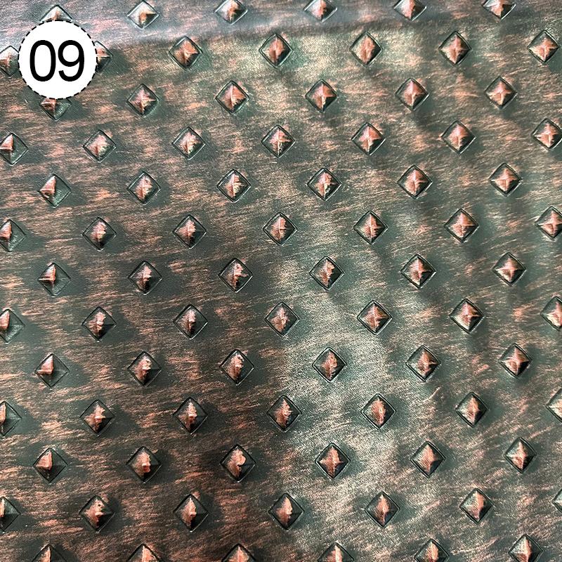 Retro Metallic Embossed Diamond Leather Fabric Hard Leather For Diy Clothes Armor Stage Costume Sliding Door Soft Bag Upholstery