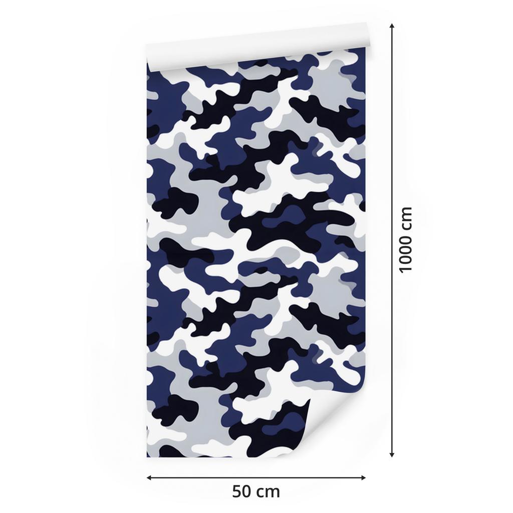 Navy and Light Gray Military Camouflage Wallpaper 50x1000