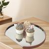 Stainless Steel Mirror Leather Tray Desktop Storage Container Jewelry Display Geometric Circular Storage Tray Cake Plate