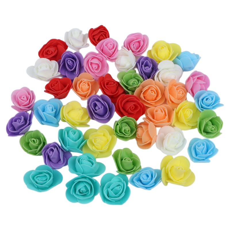 50Pcs Artificial Rose Flower Heads Multicolor Foam Rose Heads For Wedding Bouquet And Diy Crafts Party Home Decorations
