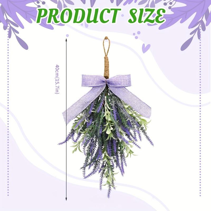 

Имитация искусственной лаванды, бант, настенный, фиолетовый, подвеска для дома на дверь, с украшением из зеленого растения на дверном козырьке