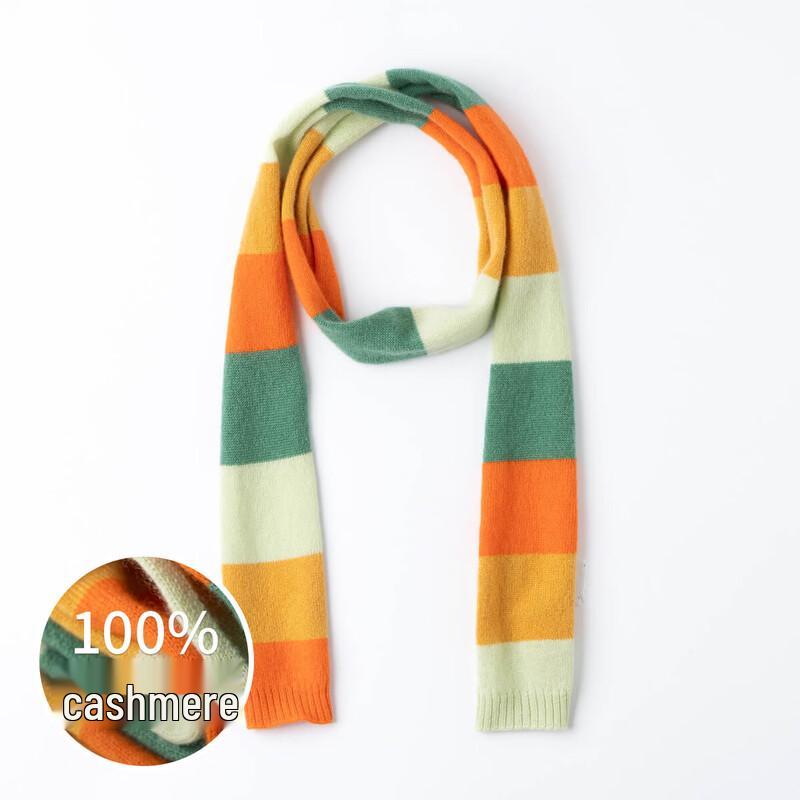 Sinuofude 100% Cashmere Spring Color-Block Scarf