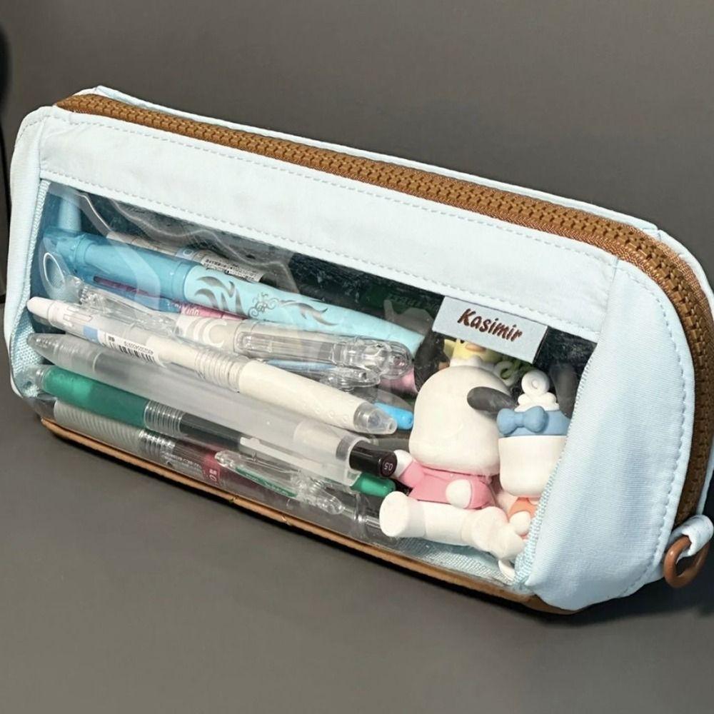 

Сумка для канцелярских принадлежностей из ПВХ, полупрозрачный органайзер для канцелярских принадлежностей, многофункциональная сумка для ручек для мальчиков и девочек