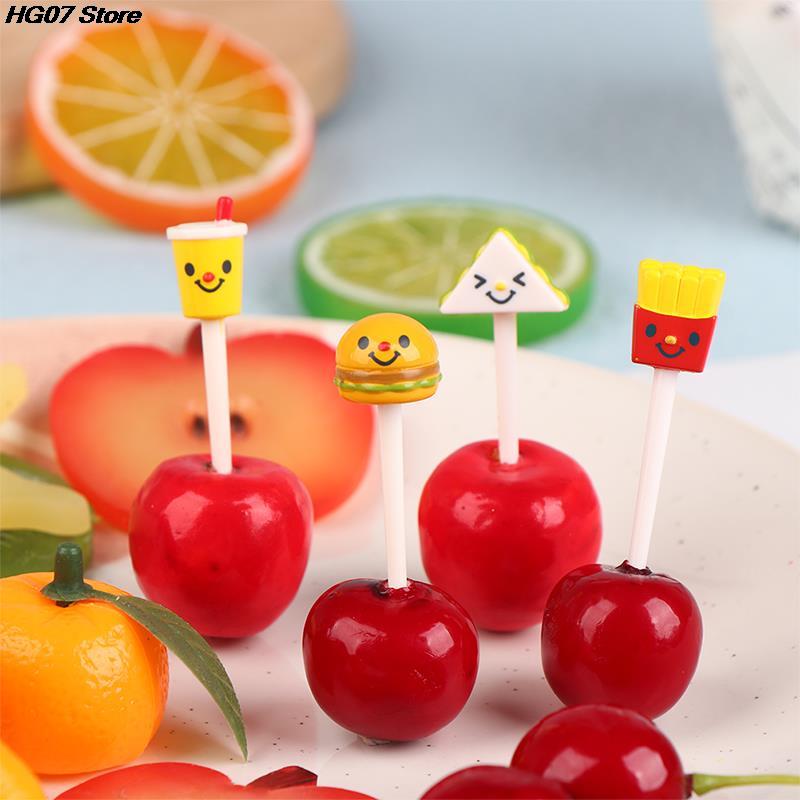 4/6/8Pcs Kids Fruit Picks Needle Stick Toothpicks Mini Creative Fruit Cake Dessert Food Forks Lunch Box Decor Bento Accessories