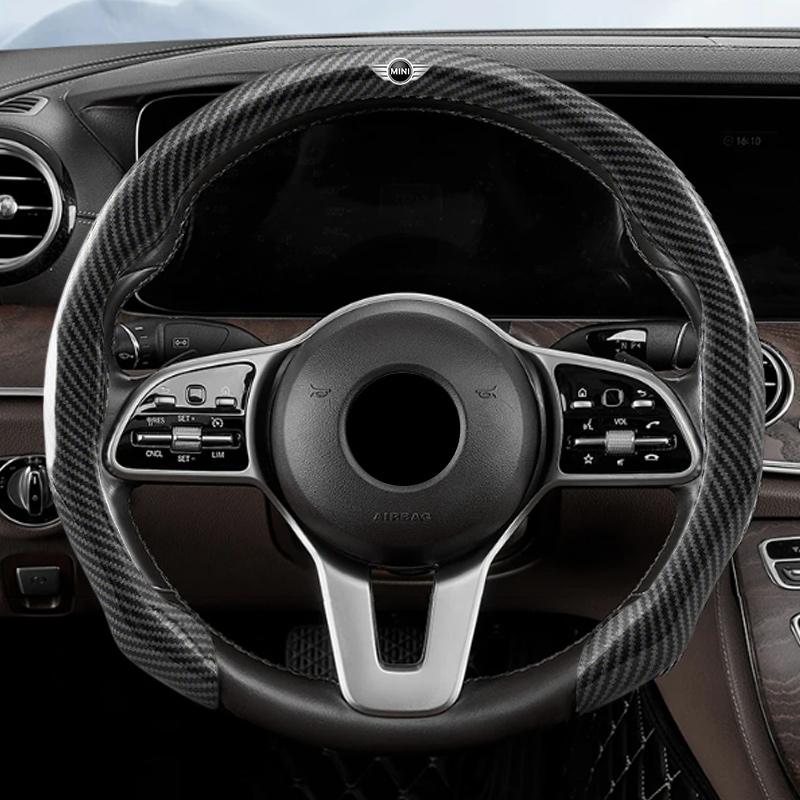 Car Carbon fiber Anti-slip Steering Wheel Cover Protective FFor BMW Mini Cooper R50 R53 R55 R56 R60 R61 F54 F55 F56 Sticker pu2