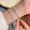 Elegant Silver Sea Blue Zircon Beaded Bracelet for Women - 2026 Niche Design Hand Jewelry
