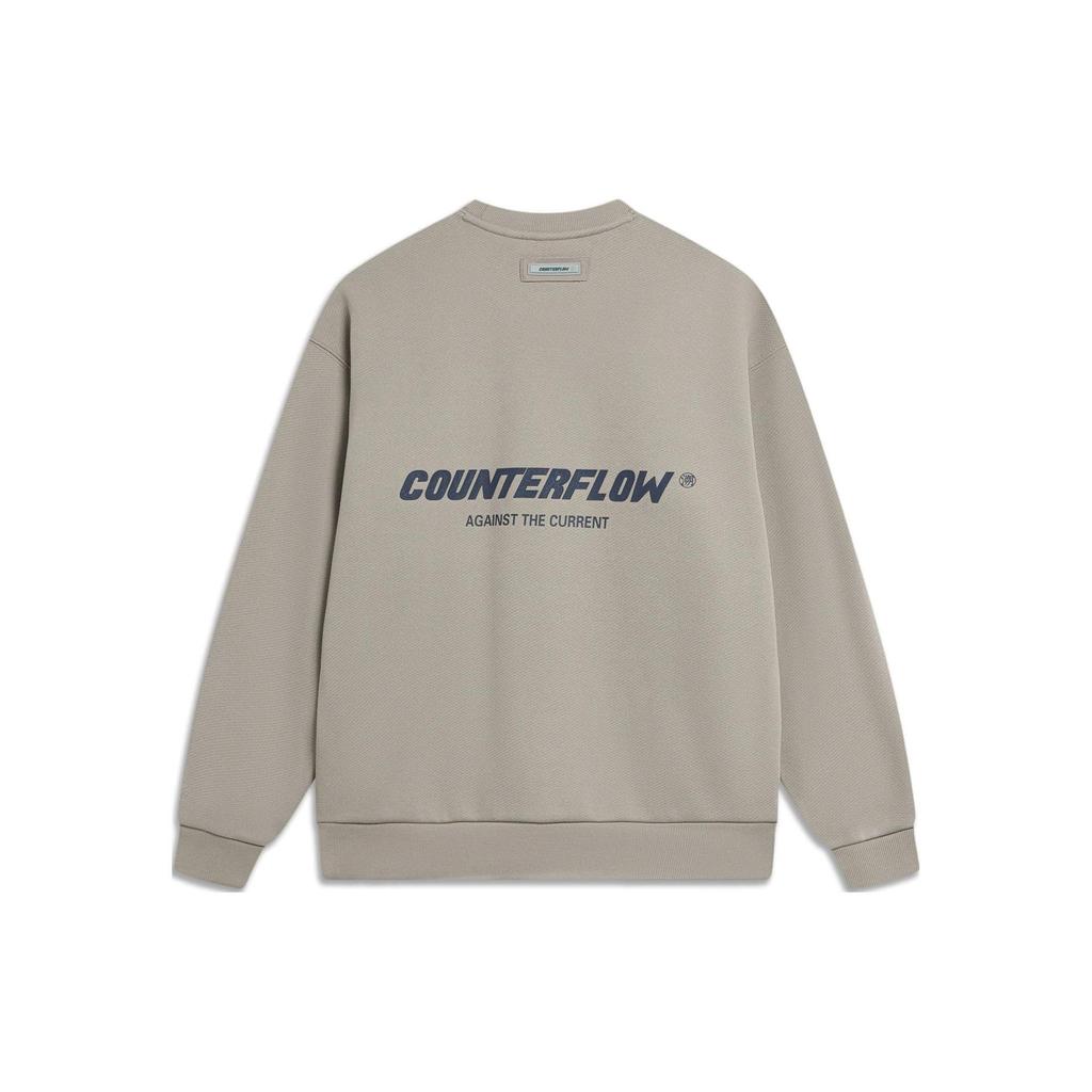 Li-Ning CF Adventure Series Bold Fun Wild Letter Print Sports Fleece Pullover Sweatshirt Unisex sweatshirt Stone-Grey AWDTB05-6