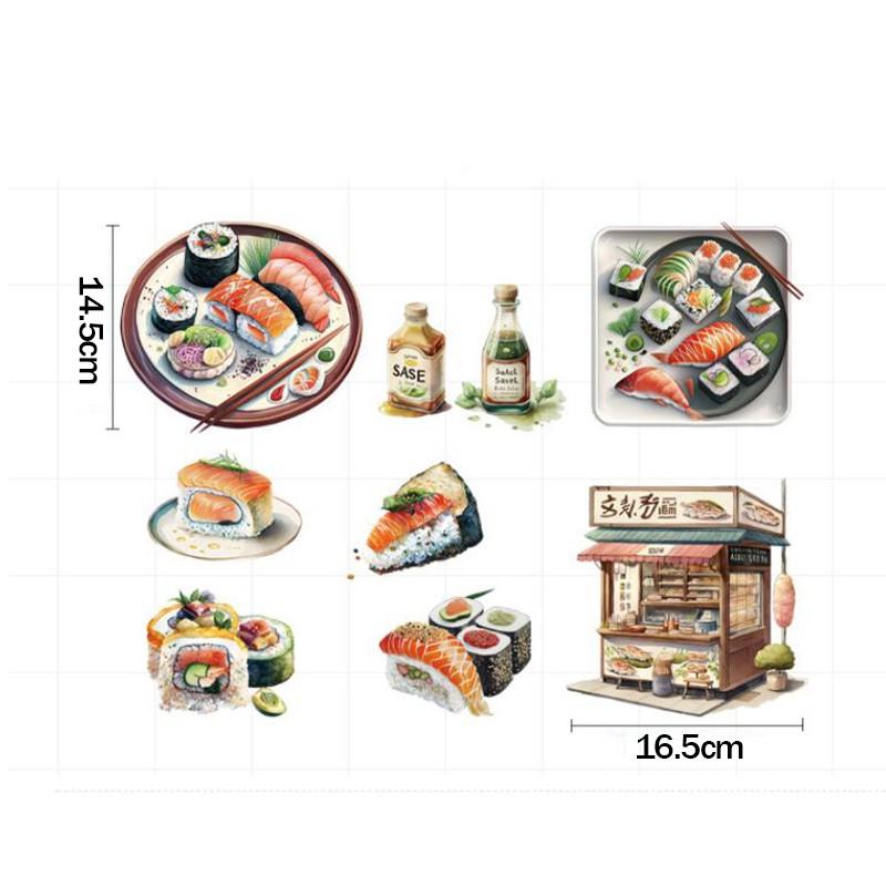 Japanese Food Sushi Sticker 3D Japanese Style Sushi Restaurant Background Wall Decor Window Glass Door Wall Decor Sticker