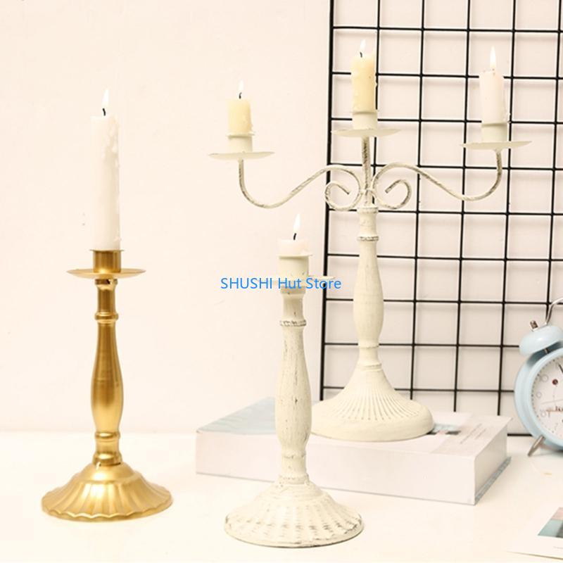 European Retro Metal Holder 1/3/5 Arms Candlestick Ornament D57B