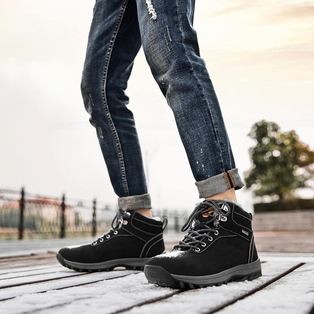 Putu Snow Climbing Cold Weather Outdoor Hiking Size Black High-Top Waterproof, Non-Slip, Fleece-Lined Boots, Unisex, Boots, Abrasion-Resistant,