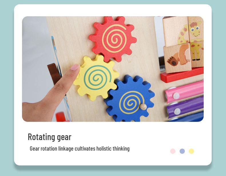 Nordic-Style Wooden Walker & Activity Center with Bead Maze, Xylophone, and Gears for Cognitive Play.