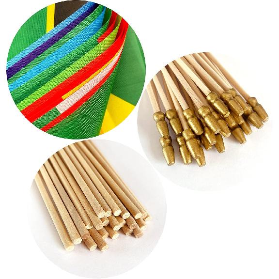 Caribbean 20 Countries Flags on Wood Stick Small Mini Hand Held Flag,5x8 Inch,20 Pack