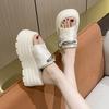 Fashion Luxury Chunky Platform Sandals Women Summer 8CM Wedge High Heels Sandals Woman Thick Bottom Slides Beach Slippers