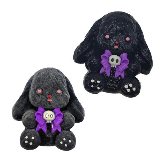Halloween Animal Squeeze Toy Glossy Flocking Cartoon Dog Rabbit Stress Relief Pinch Sensory Toy Kids Adults Soft TPR Calming Stress Ball Fidget Toy