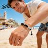 Soccer Fan Jewelry Football Bracelet for Men Black Matte Beads