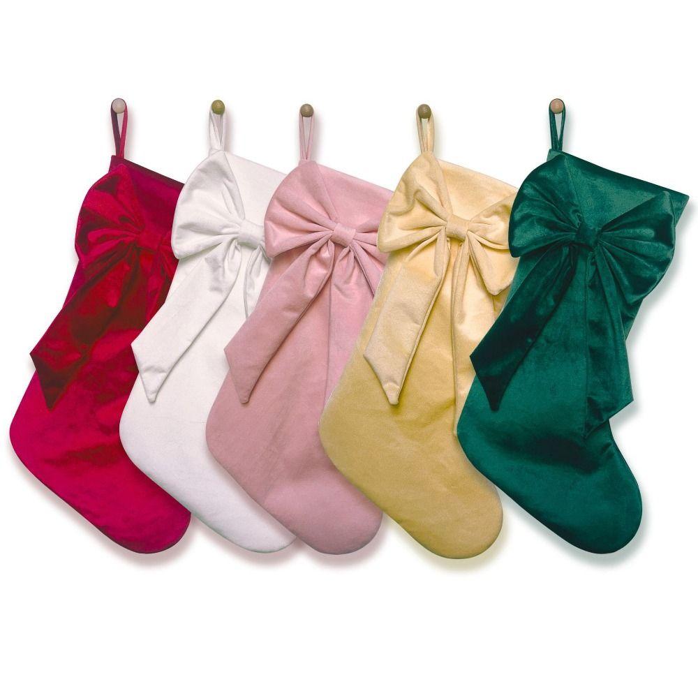 Mehrfarbige Geschenkstrumpf-Tasche Schleife Hängende Dekoration Kreative Weihnachtsstrümpfe Geschenk
