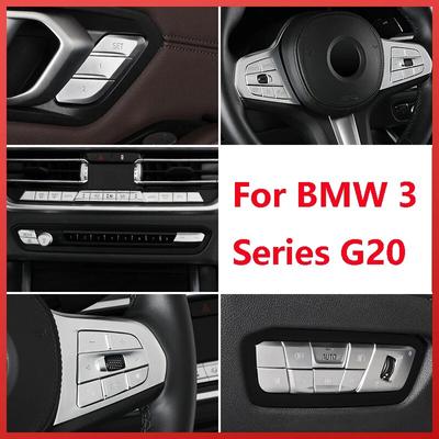 Car Steering Wheel Unlock Headlight Buttons Frame Covers Stickers Trim for BMW 3 Series G20 G28  Lnterior Auto Accessories