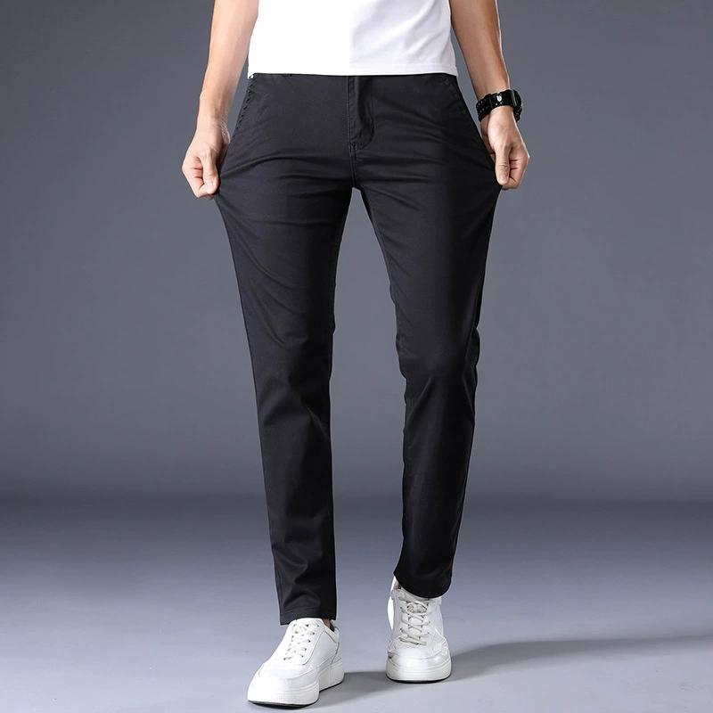 Pantaloni Casual Estivi Sottili a Colore Unito Classici da Uomo Moda Business Cotone Elasticizzato Slim Pantaloni di Marca Maschili