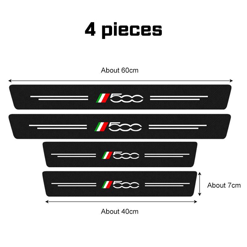 For Abarth 595 695 Abarth 124 500 500C 500L Tipo Bravo Car Threshold Strip Leather Carbon Fiber Car Door Sill Protection Sticker