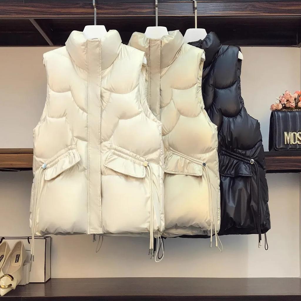 Sleeveless Vest Women's Stand-up Collar Cold-proof and Warm Down Cotton-padded Vest