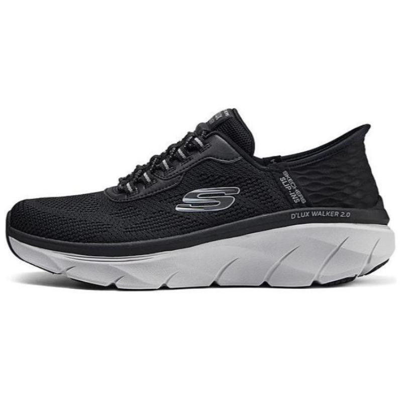 Skechers D Lux Walker 2.0 Slip-Ins Men Fabric Synthetic Leather Cushioned Running Shoes Black Gray 232446-BKGY 39